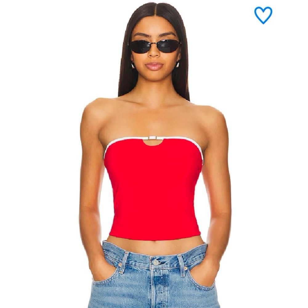 superdown Red Strapless Crop Top